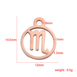 Pendentifs en acier inoxydable plaqué or creux avec 12 signes du zodiaque pour la fabrication de bijoux - Vente en gros - Product Image 2
