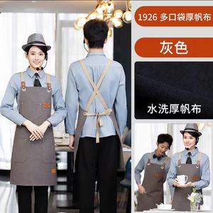 Delantal de Lona Gruesa con Múltiples Bolsillos YH21-1926, Delantal de Trabajo de Lona Gruesa Moderno y Elegante para Repostería, Chef, Barbería - Product Image 5