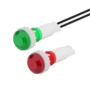 LVBO 10mm 소형 전원 작동 표시기 XD10-6 와이어 3V 6V 12V 24V 220V 빨간색 녹색 미니 LED 조명