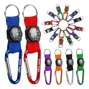 Llaveros de Mosquetón Cortos Personalizados al por Mayor con Brújula, Llaveros de Mosquetón con Brújula para Supervivencia al Aire Libre - Product Image 1