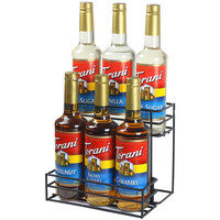 Présentoir de rangement portable moderne en métal noir à double niveau pour bouteilles de sirop et supports pour la cuisine