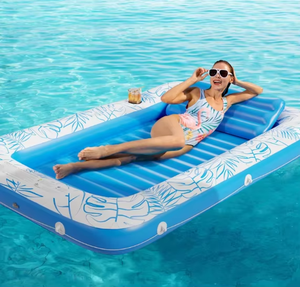 Hamaca de cama de agua inflable MingChan, flotador de piscina de PVC, cama flotante reclinable, flotadores de piscina inflables con portavasos - Product Image 3