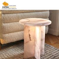Meubles décoratifs d'intérieur élégants et mignons Table en marbre rose Table basse ronde pour appartement et maison