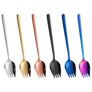 Titanium PVD Stainless Steel Salad Fork Colorful SS304 Spork <strong>Spaghetti</strong> <strong>Spoon</strong> - Product Image 1