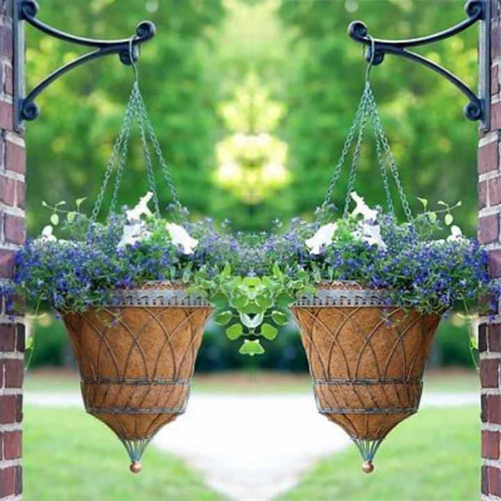 6 Chaînes Suspension Métal Noir 46cm SAIJIAN - Pour Paniers Plantes, Pots De Fleurs