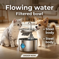 Fontaine à eau pour animaux de compagnie en acier inoxydable de 3,2 L, eau filtrée circulante, distributeur d'eau automatique pour animaux de compagnie, niveau d'eau visible pour animaux de compagnie