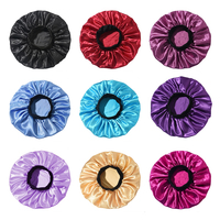 Bonnet en satin grande taille avec bande élastique souple, bonnet noir à bord large, couvre-chef de nuit, foulards en soie, turbans pour femmes et filles