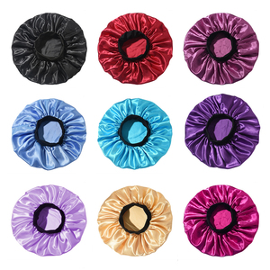 Cuffia in Raso di Grandi Dimensioni con Fascia Elastica Morbida, Cuffia Nera a Bordo Largo, Copricapo Notturno, Turbanti in Seta per Capelli da Donna e <span class=keywords><strong>Ragazza</strong></span> - Product Image 5