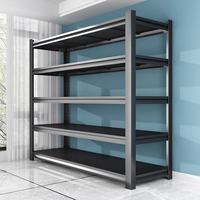 Étagère de supermarché en métal réglable robuste noire, rayonnage de stockage en acier pour entrepôt, garage, commerce de détail