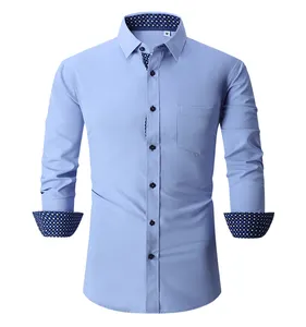 OEM/ODM camisas hombre 2023 popular Otoño e Invierno fino poliéster completo no hierro antiarrugas camisas formales de los hombres