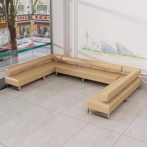 Mobilier de salon de coiffure et d'esthétique : Canapé élégant en cuir PU pour banquette d'attente en salon - Product Image 2