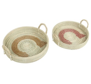 Plateau en jonc de mer tissé, corbeille ronde, tressée, naturelle, écologique, fait au Vietnam, nouvelle collection - Product Image 4