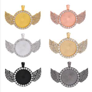 Cadeaux de fête des mères 2023 cercles de mode aile d'<span class=keywords><strong>ange</strong></span> ovale <span class=keywords><strong>camée</strong></span> Cabochon cristal pendentif Base pour bijoux photo - Product Image 5