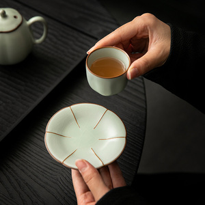 Juego de Tazas de Té de Porcelana Ru, 2 Piezas, Esmalte Craquelado, Taza Maestra, Estilo Chino Tradicional, Regalo Empresarial - Product Image 2