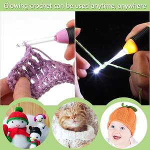 Kit de crochets lumineux à LED 9 modèles de crochets ergonomiques en plastique pour débutants Kit de crochet pour chandails à tricoter <span class=keywords><strong>Aiguilles</strong></span> brillantes - Product Image 6
