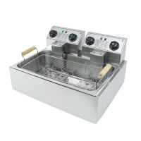 Friteuse électrique commerciale, 2x 12l, pour pommes de terre, appareil à friture professionnel pour cuisine