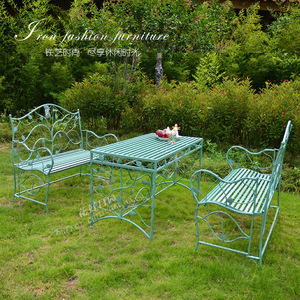 (Saldi di Liquidazione) Set Moderno e Semplice di Tavolo e Sedie in Ferro con Motivo a Foglie, Tavolo Rettangolare per Cortile, Balcone, <span class=keywords><strong>Giardino</strong></span>, Singolo o Doppio - Product Image 2