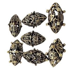 Ensemble de dés polyédriques FEERON en alliage de zinc gravé, en forme de ballon de football, motif Dragon creux, 7 pièces, pour DND et jeux de table RPG, écologique et durable - Product Image 4