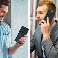 Étuis de téléphone à rabat en cuir PU noir avec double aimant et porte-cartes pour Samsung Galaxy Z Fold 3 4 5 6 7 8 pour homme