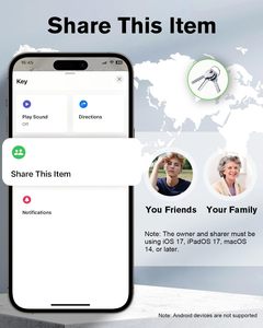 Localizador Inteligente de Llaves, Paquete de <span class=keywords><strong>4</strong></span>, Compatible con la Aplicación IOS, Resistente al Agua IP67, Batería Reemplazable, Material Plástico - Product Image 5