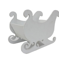 Pot de fleurs en bois massif blanc sculpté, modèle traîneau de décoration de noël