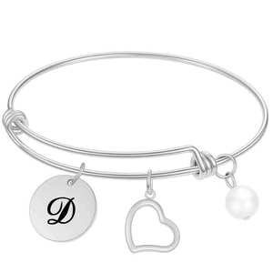 Bracelet à breloques réglable plaqué or 18 carats avec perle en forme de cœur, bijoux pour femmes, à porter au quotidien - Product Image 4