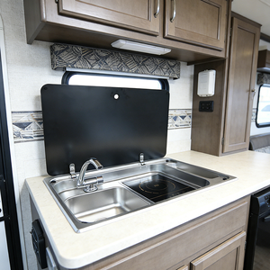 Combo de Fregadero y Placa de Inducción JDA para RV, con Tapa de Vidrio SS304, Grifo Integrado Incluido, para Caravana, Autocaravana, Cámper, Barco, Cocina Marina - Product Image 3