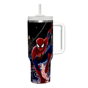 Vaso Térmico <span class=keywords><strong>de</strong></span> Acero Inoxidable <span class=keywords><strong>de</strong></span> 40 oz con Diseño <span class=keywords><strong>de</strong></span> Spider-Man, Vaso para Auto con Asa, Vaso para Hielo - Product Image 4
