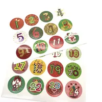 Harga Terbaik Natal Munculnya Kalender Kotak Harta Karun atau Tas Label dengan 1-24 Nomor Tahan Air Bulat Stiker