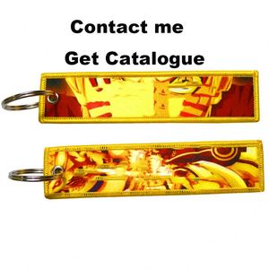 <b>Custom</b> Woven Embroidery Logo Jdm Cute Cartoon Fabric Jet Tag Keyring Keychain Sublimation Anime <b>Key</b> Chain - Product Image 2