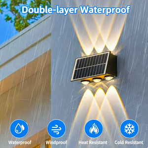 Lámpara Solar de Pared, Lámpara Decorativa para Patio Exterior, Luz Ambiental con Iluminación Superior e Inferior para Pared del Hogar, Aplique de Pared LED con Energía Solar - Product Image 5