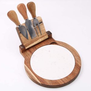 Assiettes <span class=keywords><strong>de</strong></span> service en bois et en <span class=keywords><strong>marbre</strong></span>, <span class=keywords><strong>cuisine</strong></span> écologique, Souvenir personnalisé <span class=keywords><strong>de</strong></span> luxe pour mariage, assiettes avec couteau, 4 pièces - Product Image 1