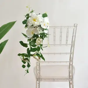 Silk Rose Fake chair flower Roses with Long Stems Wedding Bouquets Centerpiece Party Home Decor backdrop supplier wed