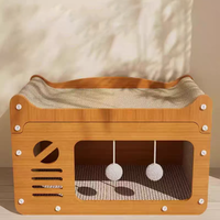 Lit-griffoir pour chat résistant à l'usure et sans débris, 2 en 1, intégré, toutes saisons, maison-canapé pour chat, jouet anti-griffures pour chat