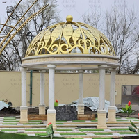Grand pavillon en marbre blanc européen sculpté à la main BLEV, dôme rond en pierre pour hôtel, villa, parc, décoration extérieure
