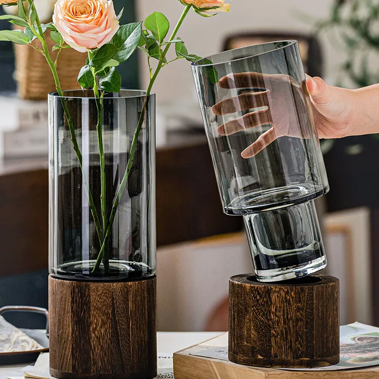 Transparente Glas vasen für Dekor Große Blase Vintage Boden vase Klar für Zweige Faux Künstliche Blumen Tischplatte K.