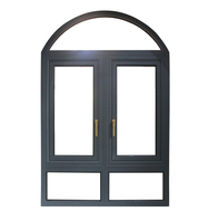 Ventanas Abatibles Modernas, Sólidas y Resistentes a Huracanes, Serie 88, de Aleación de Aluminio con Arco Superior, Doble Vidrio Templado, para Apartamentos
