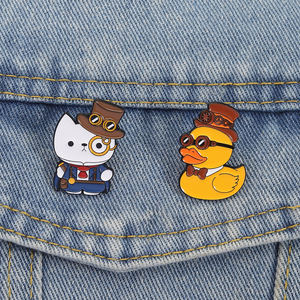 Steampunk ördek kedi emaye Pin Retro dişliler mekanik hayvan broş yaka rozeti takı hediye arkadaşlar için toptan - Product Image 1