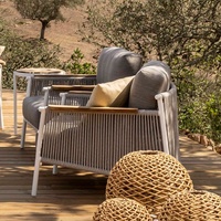 Ensemble de salon de jardin en rotin durable de style nordique, table basse, résistant à la pluie et au soleil, avec structure en alliage d'aluminium, chaise individuelle