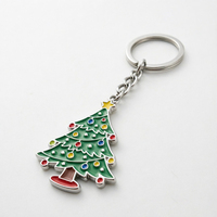 Porte-clés en métal en alliage de zinc plaqué nickel émaillé souple, motif sapin de Noël, directement de l'usine, pour promotions festives d'entreprise