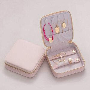 <span class=keywords><strong>OJR</strong></span> Quadratischer Handgefertigter Hängender Schmuckorganizer PU-Leder Rosa Schmuckbox Schmuckverpackungsbox - Product Image 4