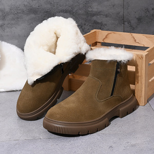 Bottes d'hiver pour hommes doublées de laine, couleur unie, bottines antidérapantes pour l'extérieur - Product Image 3