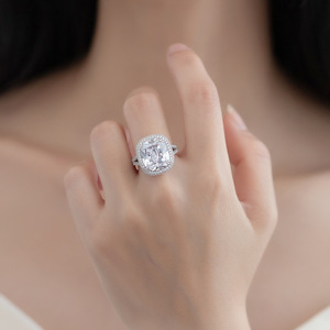 Ada đồ trang sức sẵn sàng để tàu thấp moq 1 cái 12x14mm rạng rỡ cắt 5A Zircon 925 sterling <span class=keywords><strong>Silver</strong></span> Nhẫn đính hôn - Product Image 4