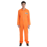 Costume de fête d'Halloween pour homme adulte, combinaison orange de détenu, costume de cosplay, uniforme, ensemble de combinaison de pompier