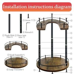 2 Tier Lazy Susan Organizer,2-Tier Spinning Spice Rack with Stable <strong>Carousel</strong> Base &amp; 4 Height Settings for <strong>Cupboard</strong> <strong>Kitchen</strong> - Product Image 3