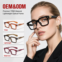 Lunettes de vue unisexes Sunray classiques et élégantes à monture épaisse, légères, avec filtre anti-lumière bleue, verres plats, branches dorées en TR90, tendance