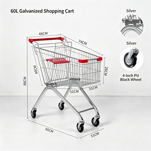 340L Grocery <b>Cart</b> Large Capacity Supermarket Trolley Heavy Duty Wire Mesh Silent Caster Rolling <b>Wheels</b> Retail Use Set Kit - Product Image 5
