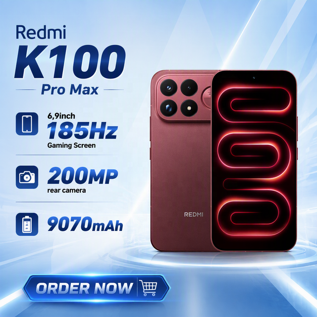 Hot Selling 2026 REDMI K100 Pro Max With Dual Chip Flagship,185Hz Display. 9070mAh Battery,200MP Triple Camera, Bose Tuned Sound