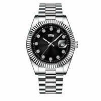 Montre à quartz pour homme de luxe OEM, acier inoxydable bicolore, lunette cannelée, logo personnalisé, montre d'affaires, Montre Homme De Luxe