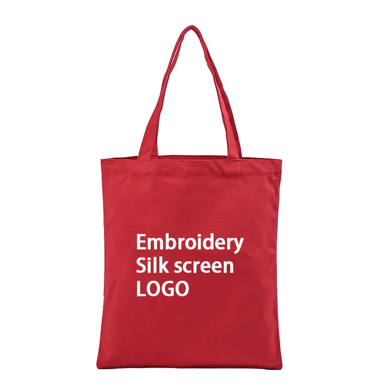 Wholesale Custom Printing Embroidery Logo Cheap 6 8 10 OZ Reusable Shopping Red Cotton Canvas Tote Bag